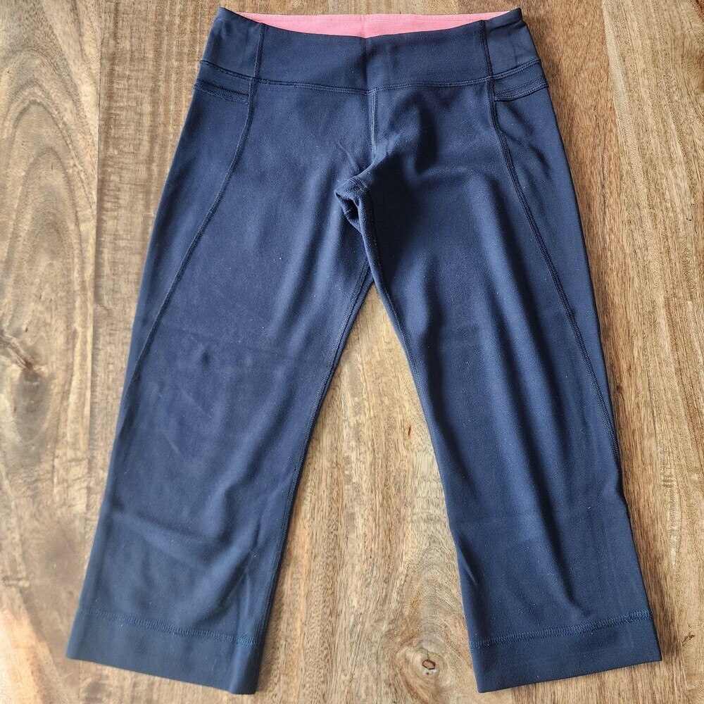 Lululemon Leggings Womens 4 Navy Blue Low Rise Capri Fleece Lined Yoga Athletic
